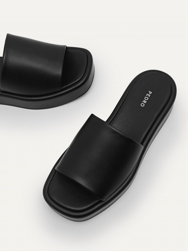 Black Women's Pedro Slip-On Flatform Sandals | ARILUB-679