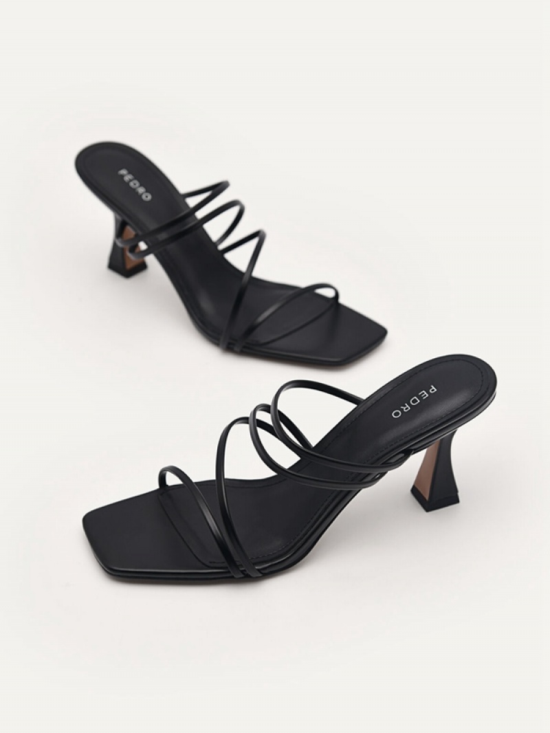 Black Women's Pedro Strappy - Black Heels Sandals | YFCRSX-613