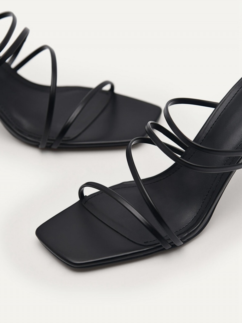 Black Women's Pedro Strappy - Black Heels Sandals | YFCRSX-613