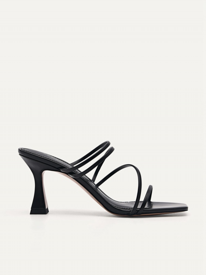 Black Women\'s Pedro Strappy - Black Heels Sandals | YFCRSX-613