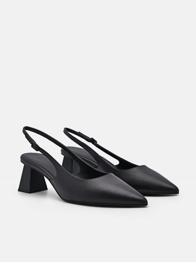 Black Women's Pedro Studio Aly Leather Pumps | BPOTKV-824