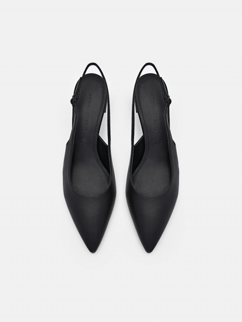 Black Women's Pedro Studio Aly Leather Pumps | BPOTKV-824