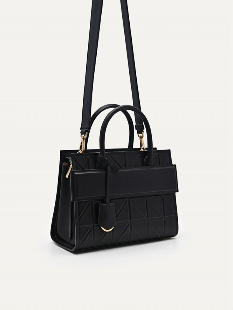 Black Women's Pedro Studio Bella Leather in Pixel Handbag | IOBUQR-951