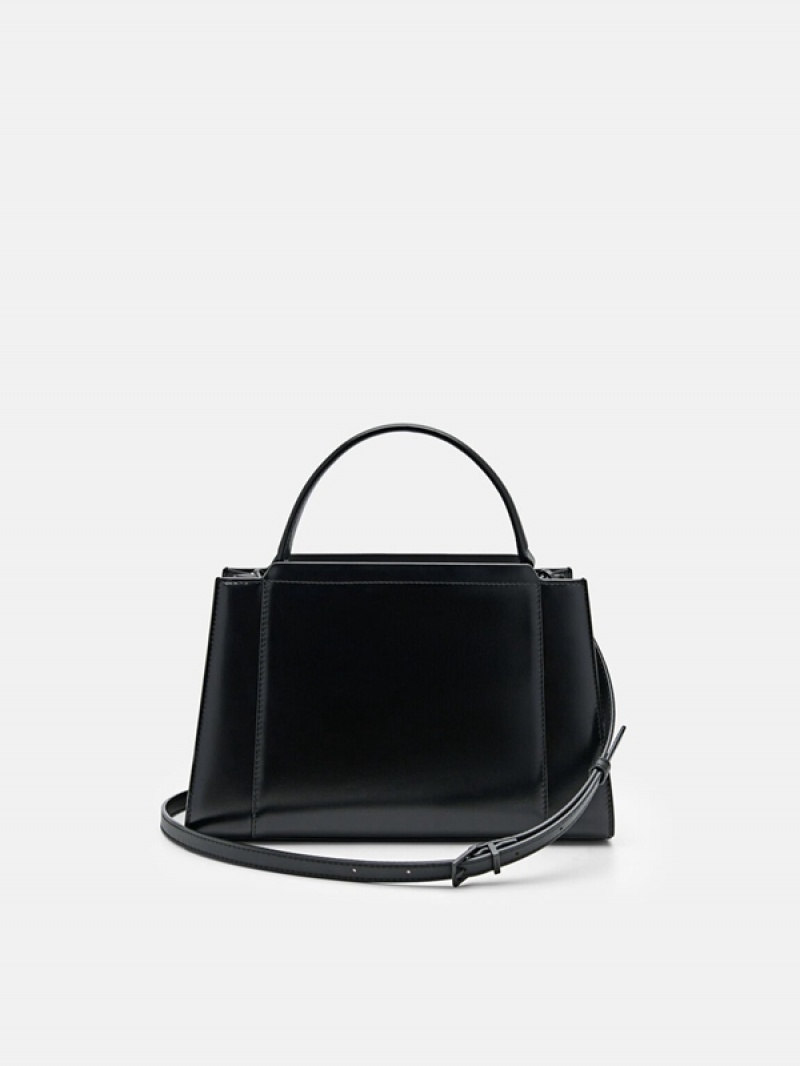 Black Women's Pedro Studio Ida Leather Handbag | FBOEZA-715