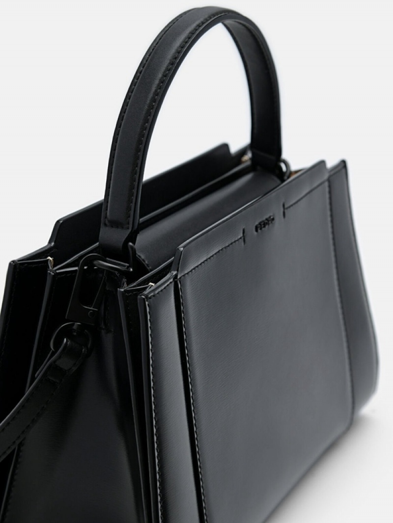 Black Women's Pedro Studio Ida Leather Handbag | FBOEZA-715