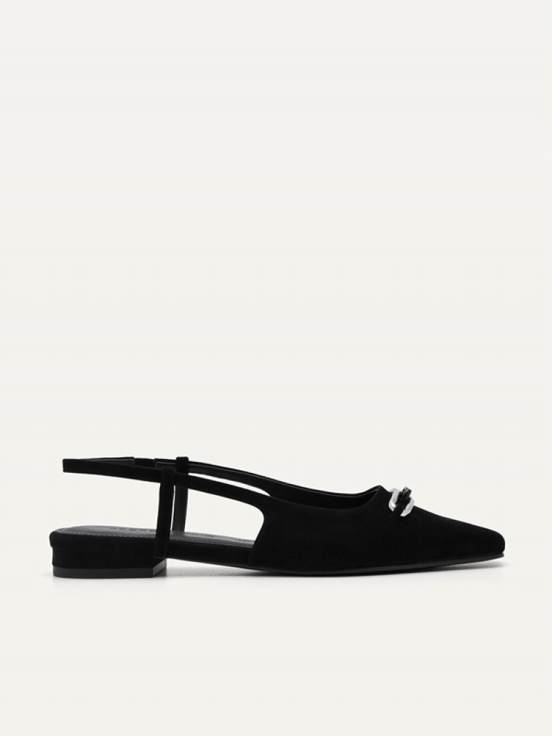 Black Women\'s Pedro Studio Kate Leather Ballerina Flats | SREZKN-018