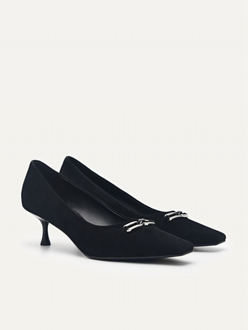 Black Women's Pedro Studio Kate Leather Pumps | MSEDVO-491