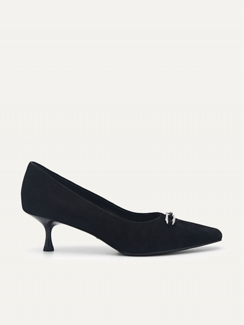 Black Women\'s Pedro Studio Kate Leather Pumps | MSEDVO-491