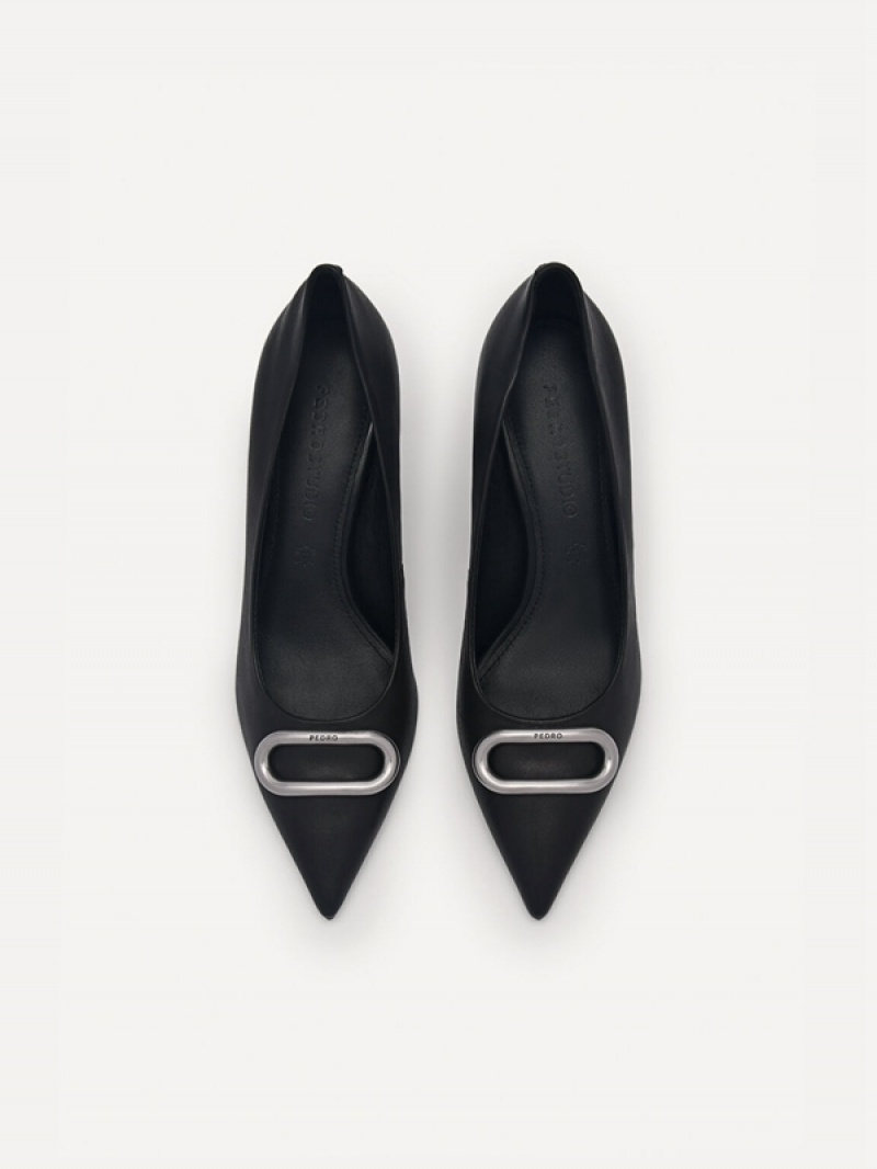 Black Women's Pedro Studio Kate Leather Pumps | OLBCUQ-498