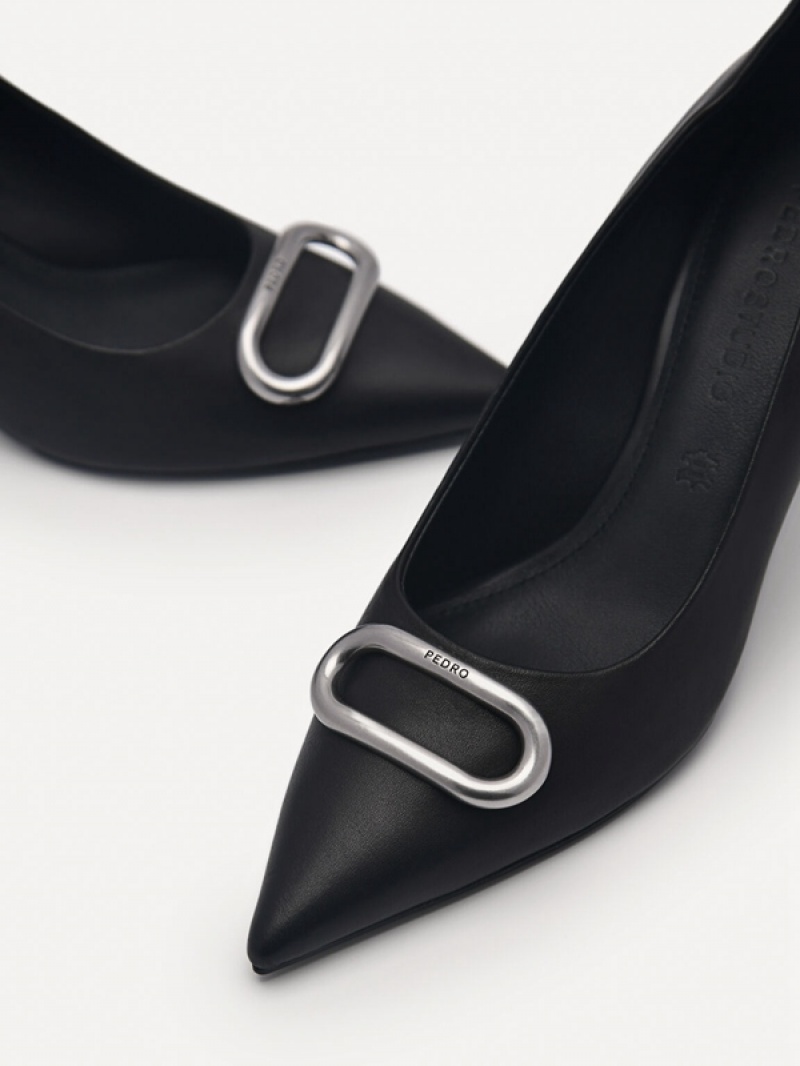 Black Women's Pedro Studio Kate Leather Pumps | OLBCUQ-498