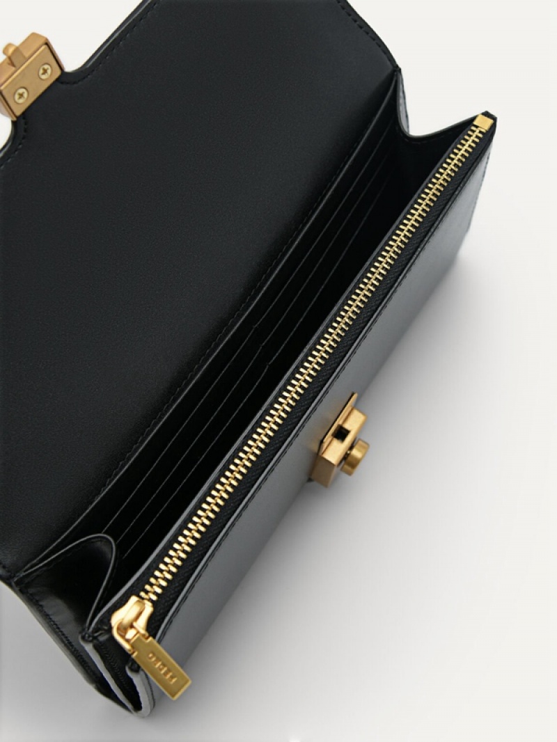 Black Women's Pedro Studio Leather Bifold Wallet | QWDSUG-795