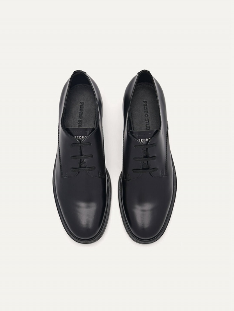 Black Women's Pedro Studio Lou Leather Derby Shoes | AWYIDF-872