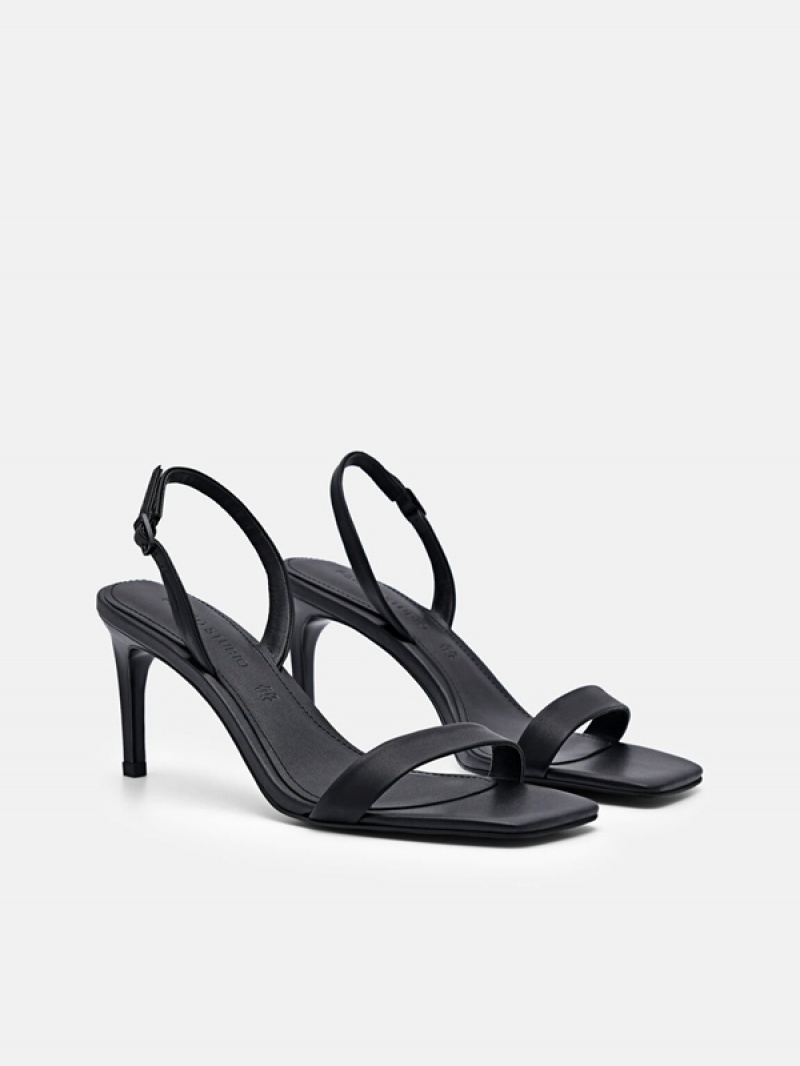 Black Women's Pedro Studio Mel Leather Heels Sandals | VMPERA-912