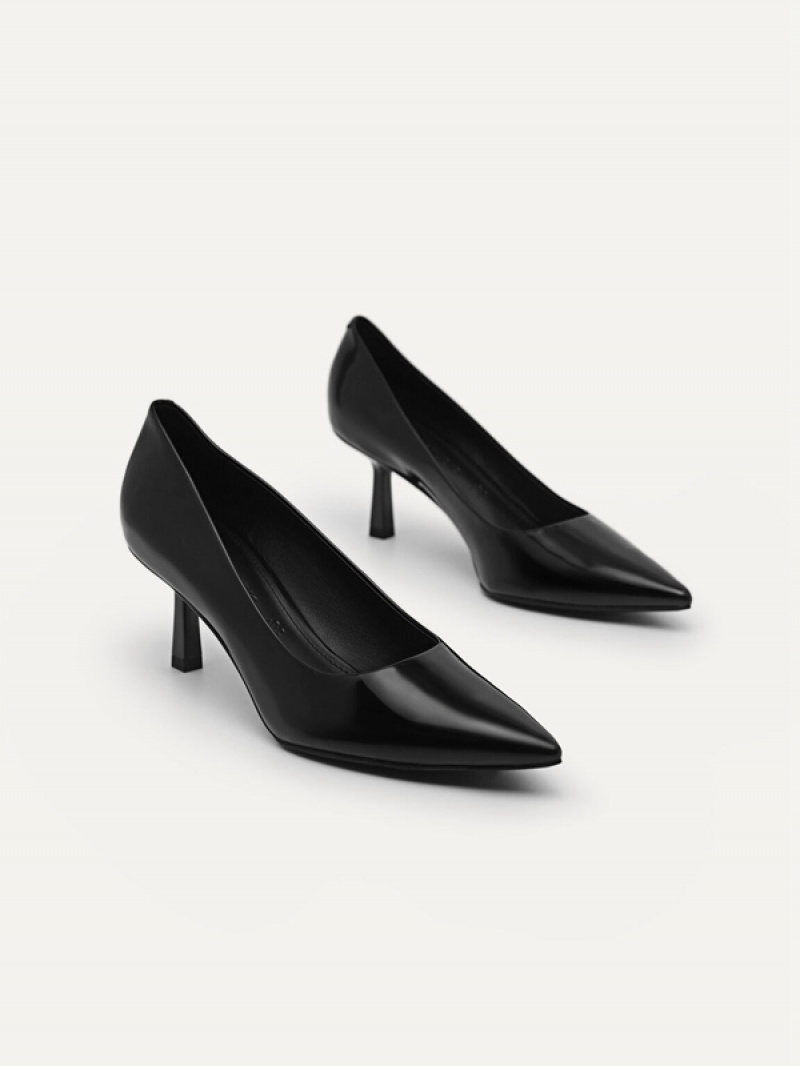 Black Women's Pedro Studio Patent Leather Pointed Pumps | MLSDWA-189