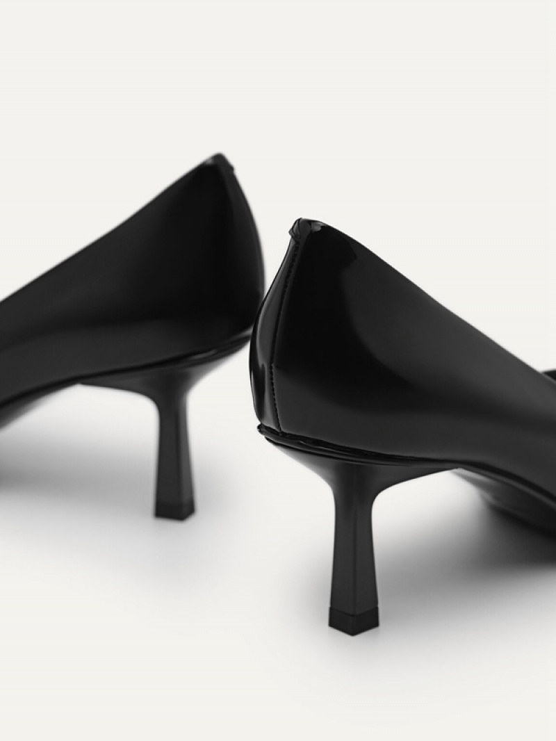 Black Women's Pedro Studio Patent Leather Pointed Pumps | MLSDWA-189