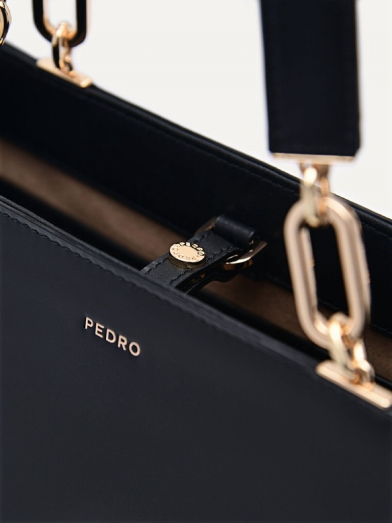 Black Women's Pedro Studio Rift Leather Shoulder Bags | XPQZHD-427