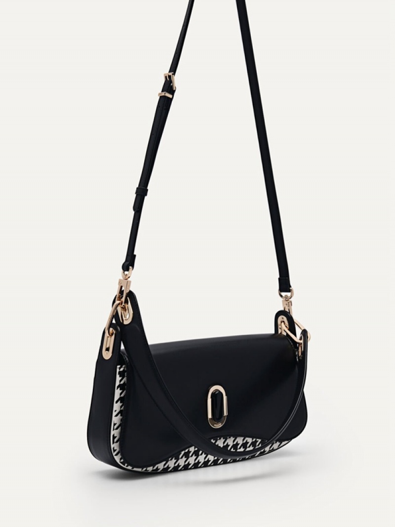 Black Women's Pedro Studio Rift Leather Shoulder Bags | JZTGVO-948