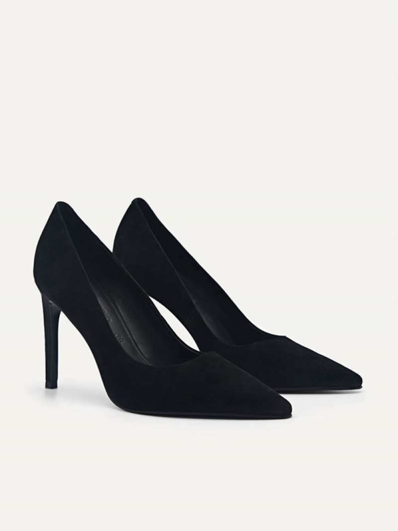 Black Women's Pedro Studio Ursula Leather Pumps | GKTCBX-392