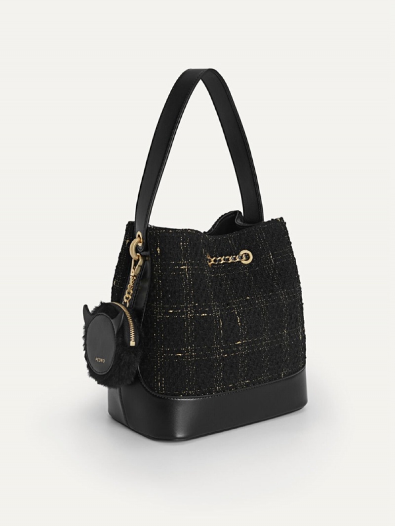 Black Women's Pedro Tweed Bucket Bags | HDXSKZ-590