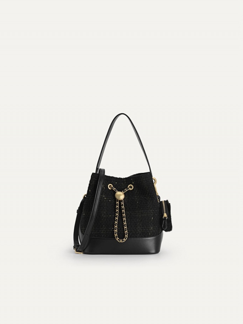 Black Women\'s Pedro Tweed Bucket Bags | HDXSKZ-590