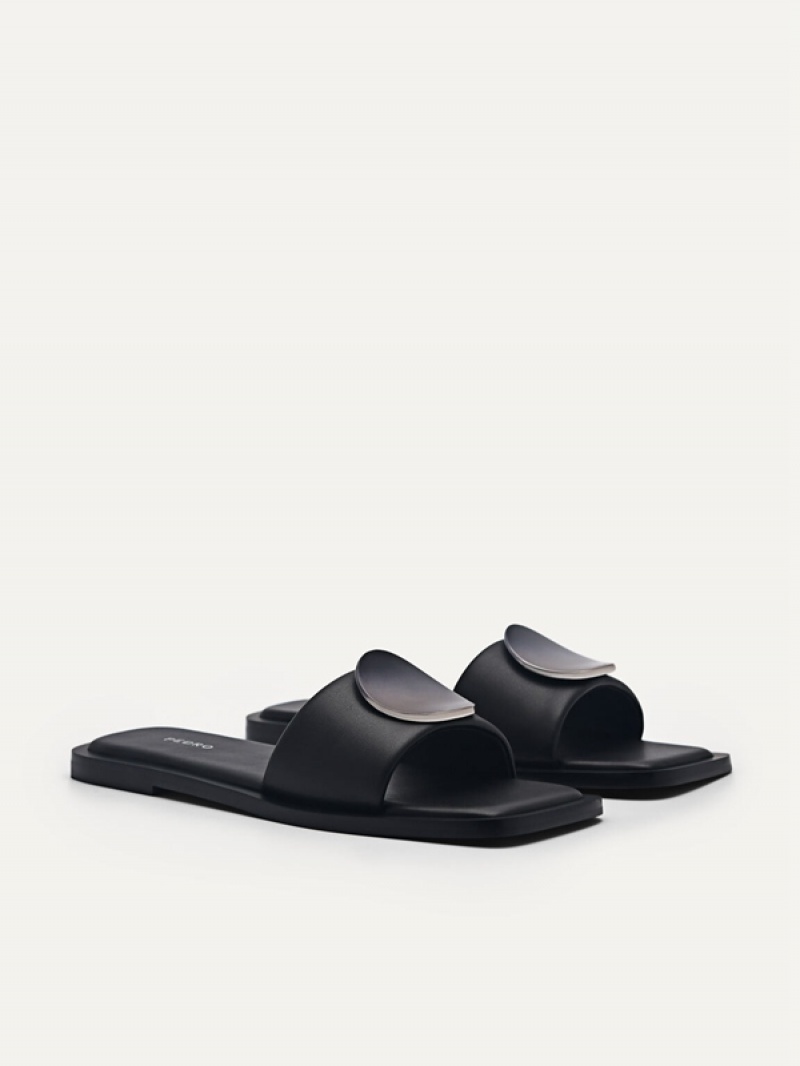 Black Women's Pedro Vibe Square Toe Sandals | VINLCM-159