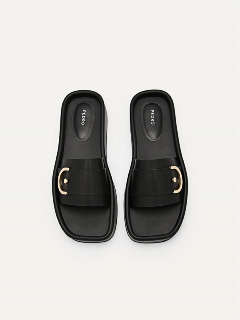 Black Women's Pedro Yasmin Slip-On Sandals | AHDBTM-642