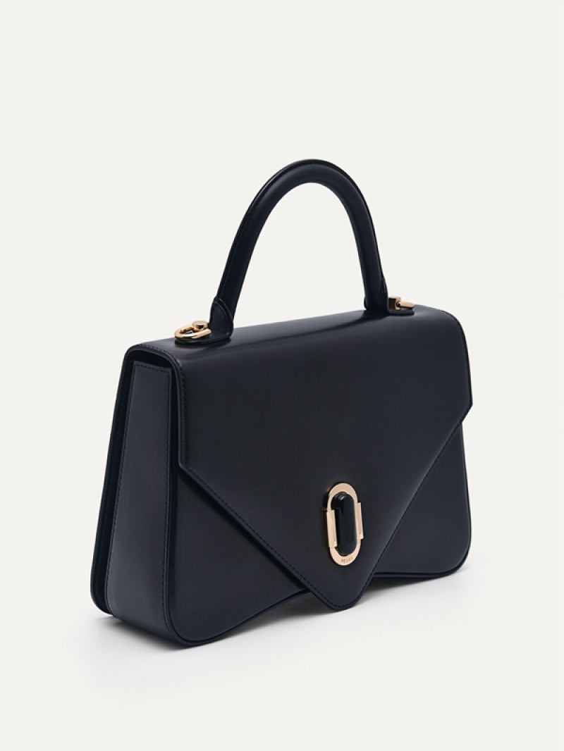 Black Women's Pedro Zenith Leather Handbag | BKGULJ-986