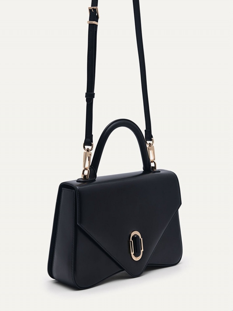 Black Women's Pedro Zenith Leather Handbag | BKGULJ-986