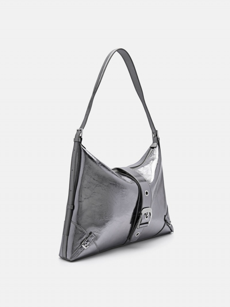 Blue Grey Women's Pedro Helix Leather Hobo Bag | OUITQJ-917