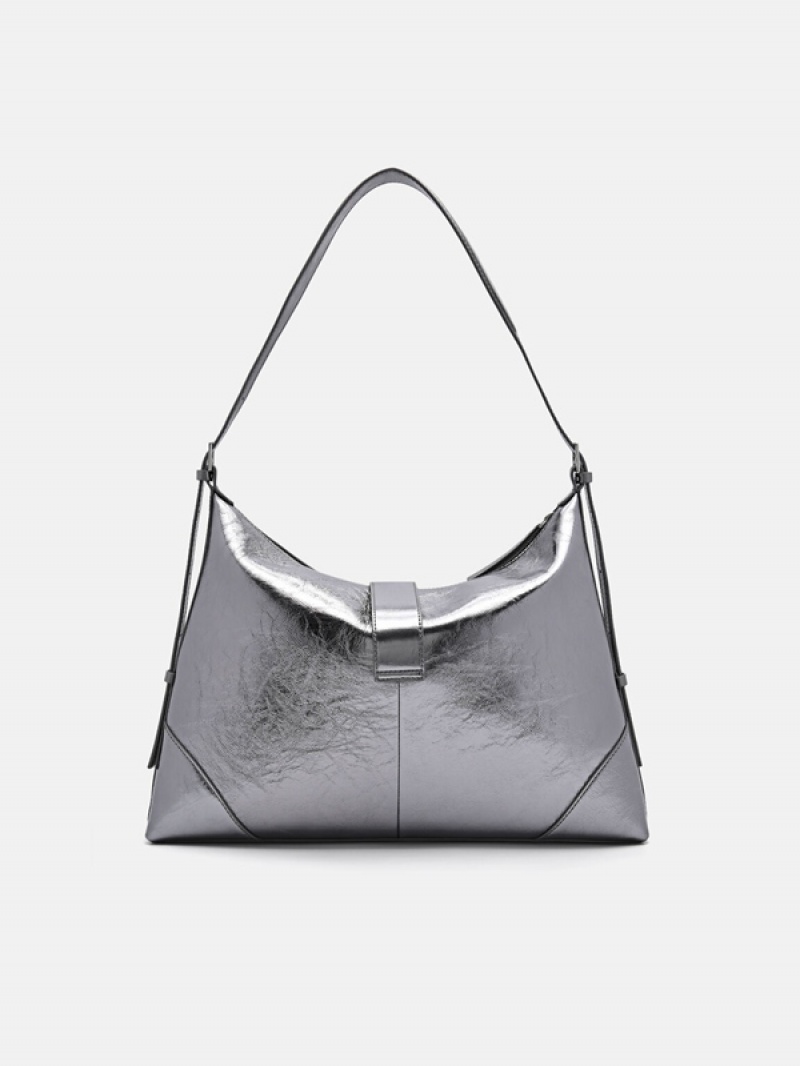 Blue Grey Women's Pedro Helix Leather Hobo Bag | OUITQJ-917