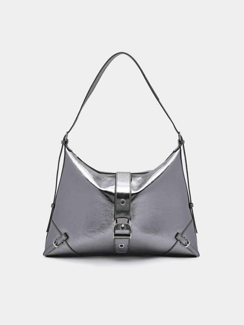 Blue Grey Women\'s Pedro Helix Leather Hobo Bag | OUITQJ-917