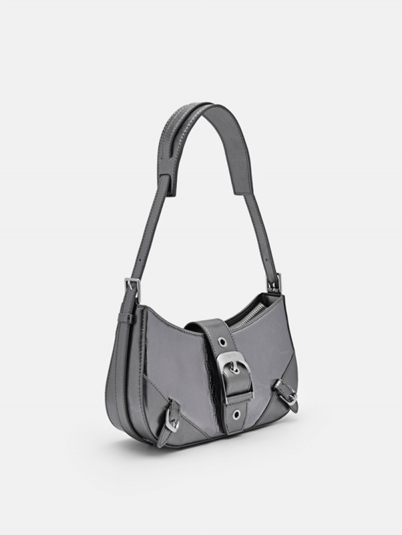 Blue Grey Women's Pedro Helix Leather Shoulder Bags | GHMJQK-248