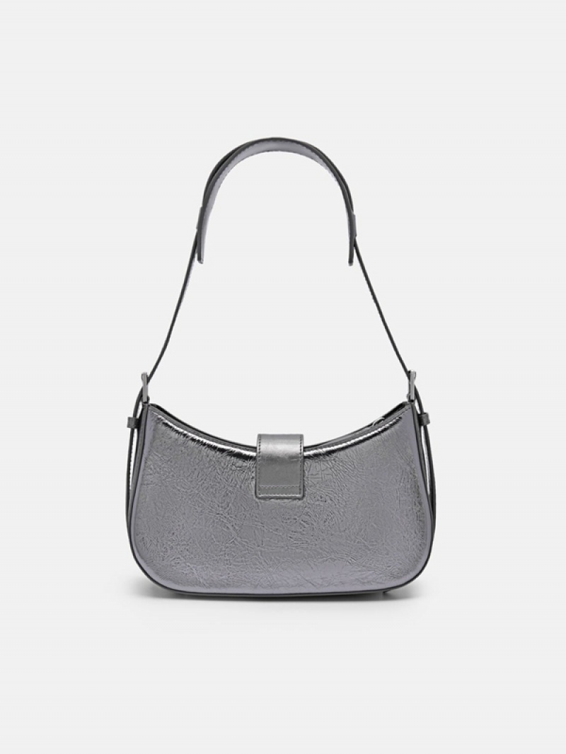 Blue Grey Women's Pedro Helix Leather Shoulder Bags | GHMJQK-248