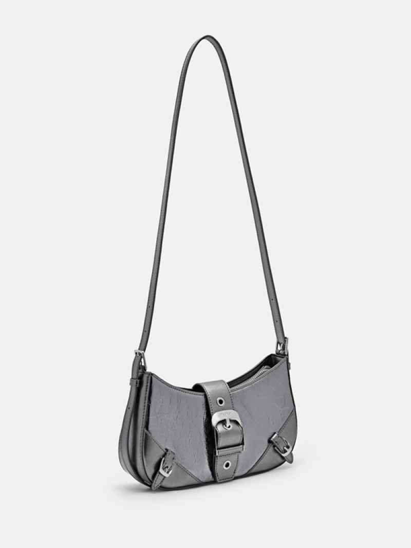 Blue Grey Women's Pedro Helix Leather Shoulder Bags | GHMJQK-248