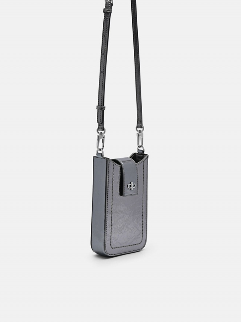 Blue Grey Women's Pedro Icon Leather Phone Pouches | YXNZPR-276