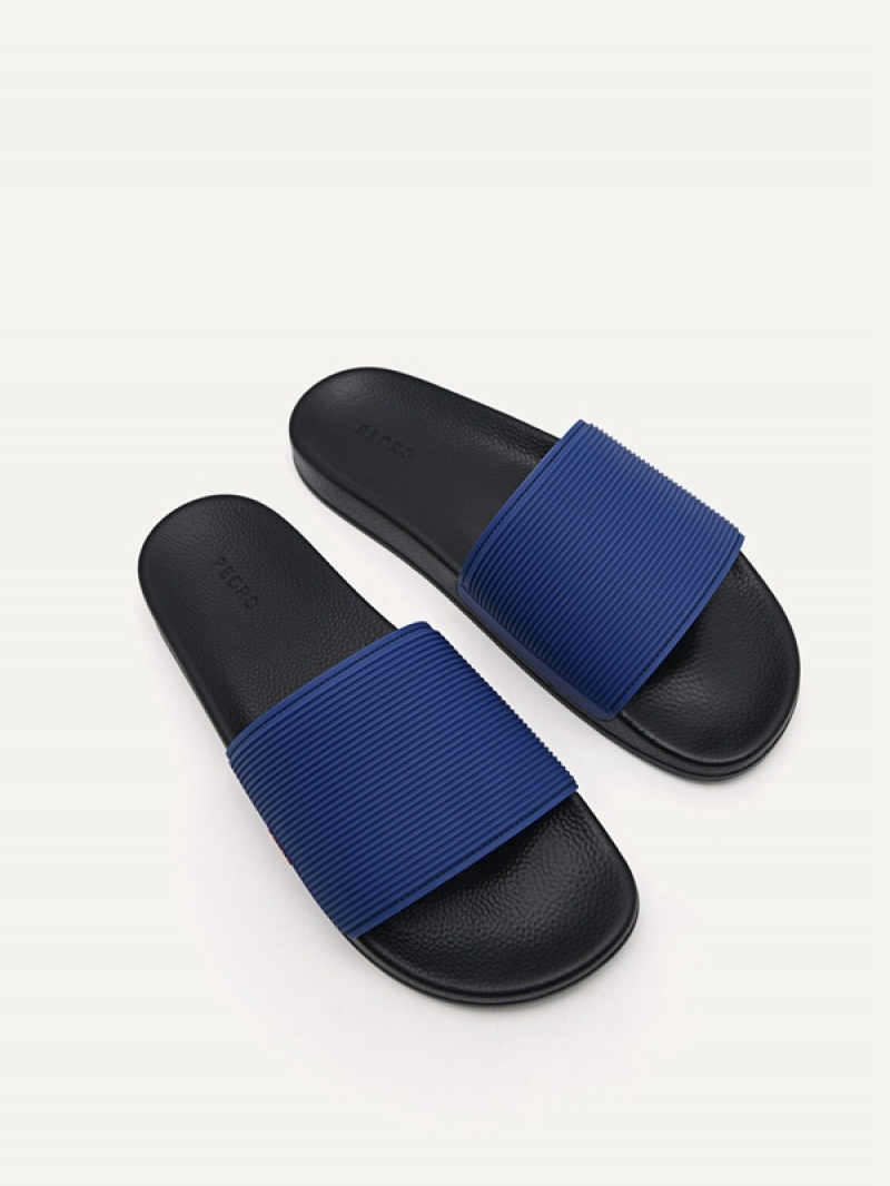 Blue Men's Pedro Brye Slides | VZWLEO-213