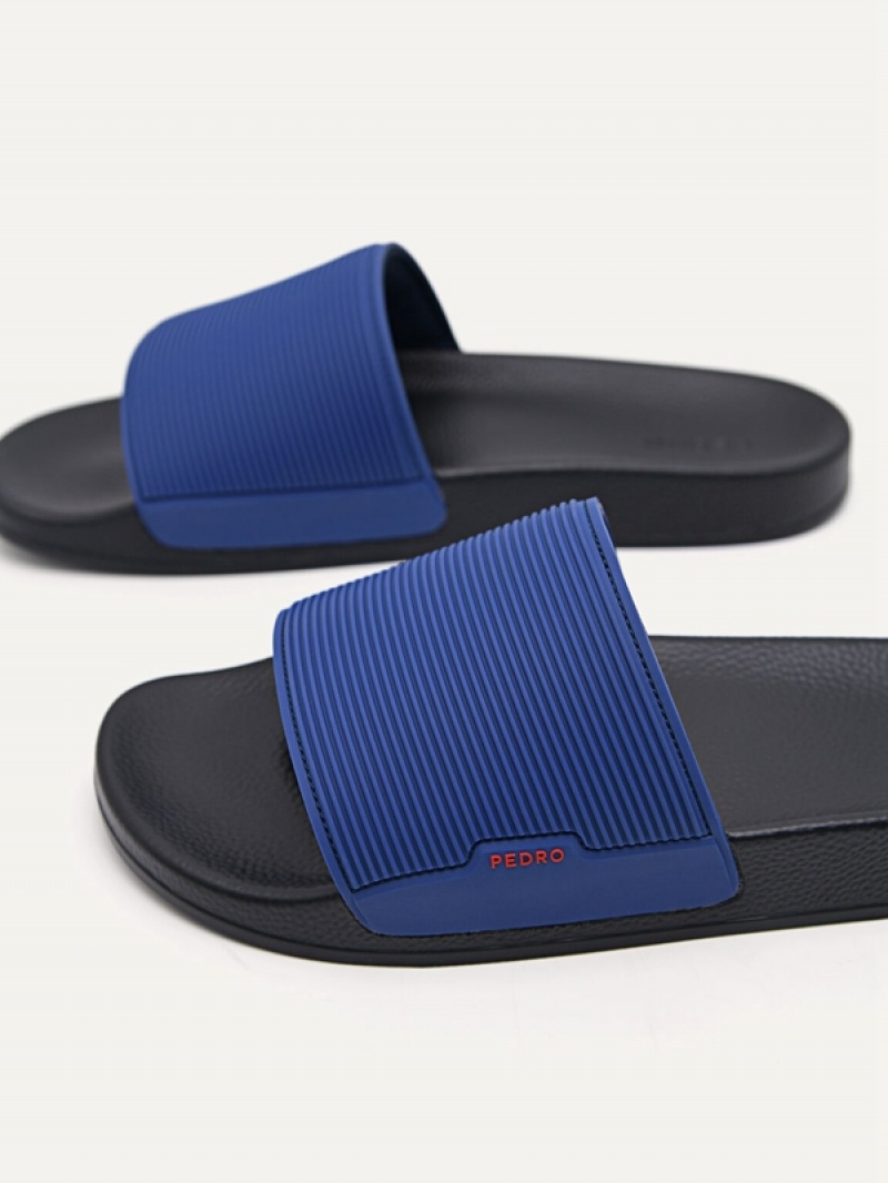 Blue Men's Pedro Brye Slides | VZWLEO-213