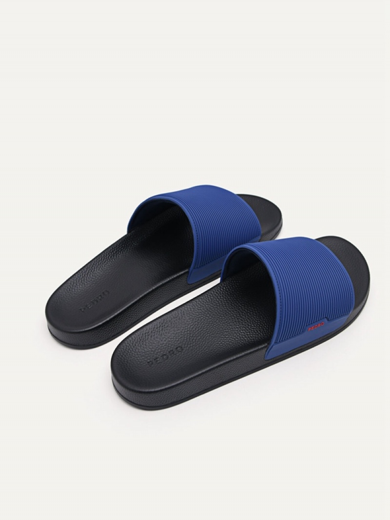 Blue Men's Pedro Brye Slides | VZWLEO-213