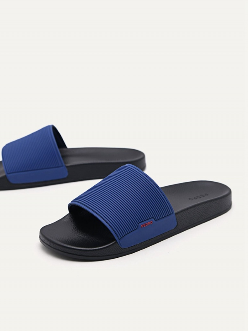 Blue Men's Pedro Brye Slides | VZWLEO-213