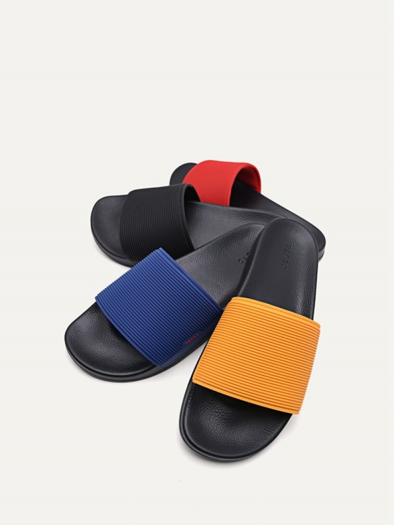 Blue Men's Pedro Brye Slides | VZWLEO-213