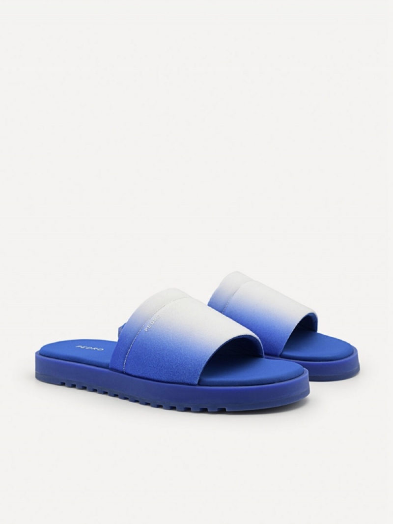 Blue Men's Pedro Canvas Slides | ACRWXZ-420