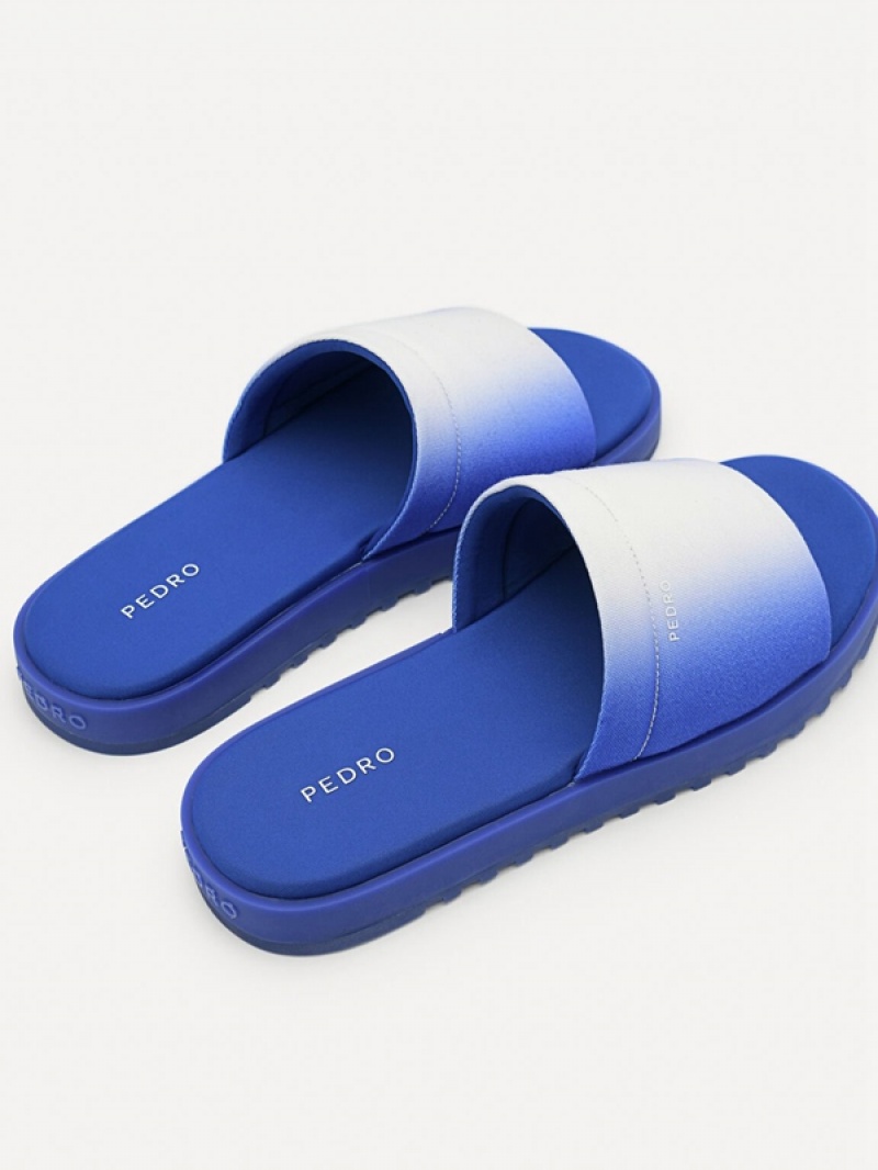 Blue Men's Pedro Canvas Slides | ACRWXZ-420