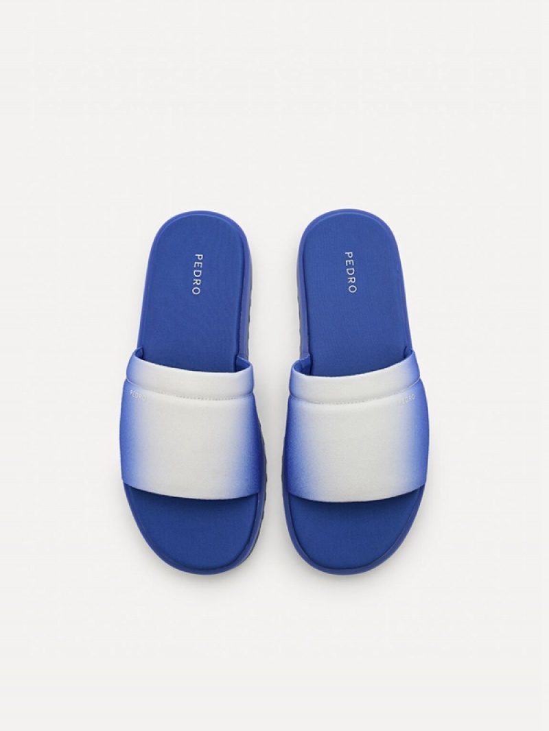 Blue Men's Pedro Canvas Slides | ACRWXZ-420