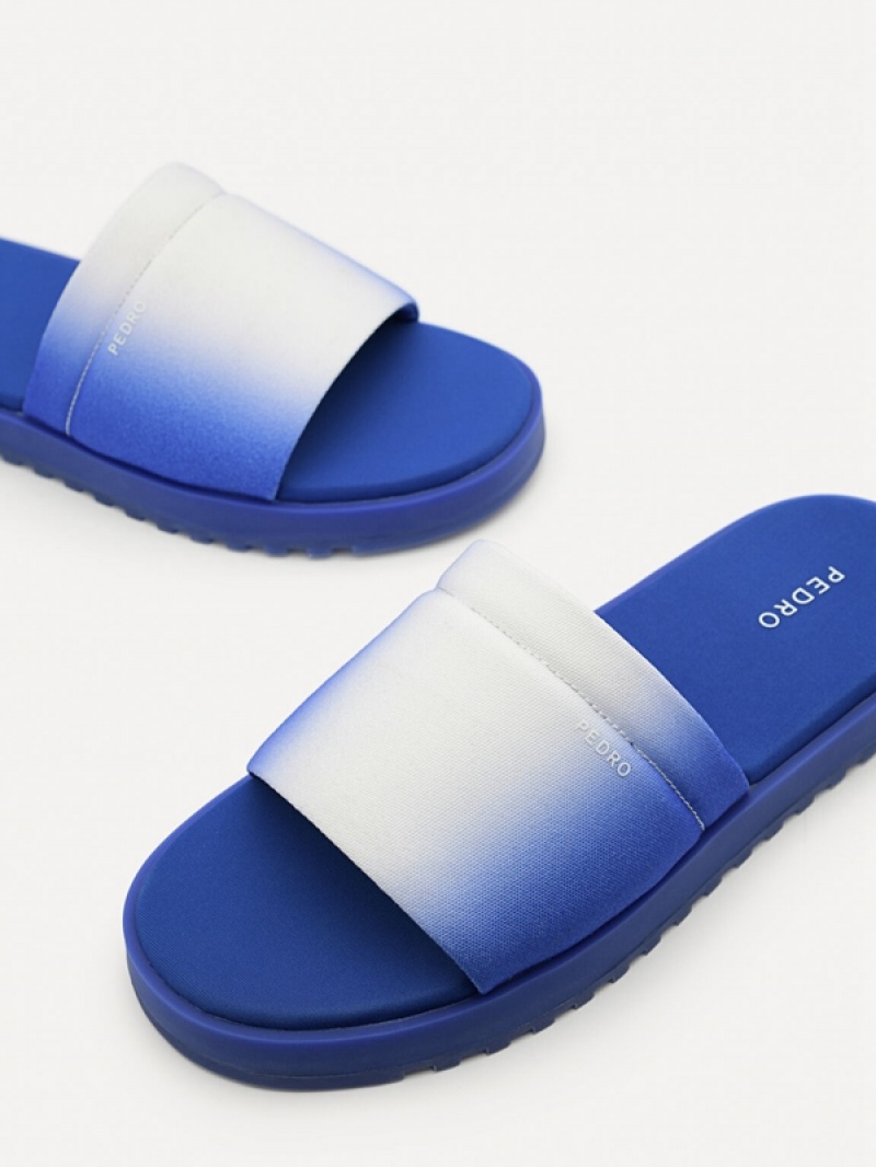 Blue Men's Pedro Canvas Slides | ACRWXZ-420