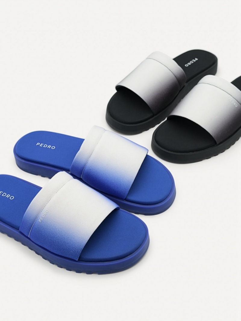 Blue Men's Pedro Canvas Slides | ACRWXZ-420