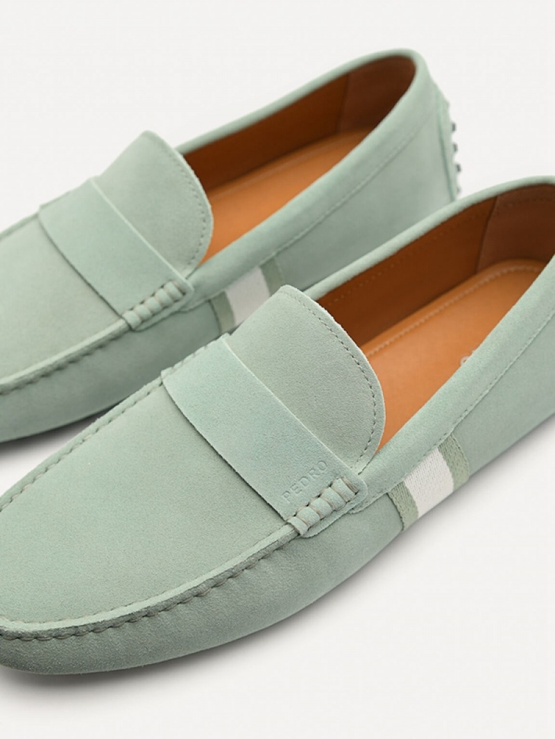 Blue Men's Pedro Leather Band Moccasins | VPFGJD-685