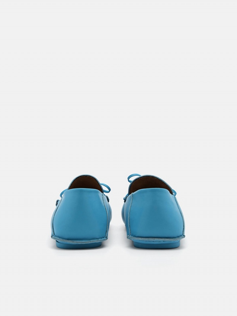 Blue Men's Pedro Leto Leather Moccasins | LKXDWB-714