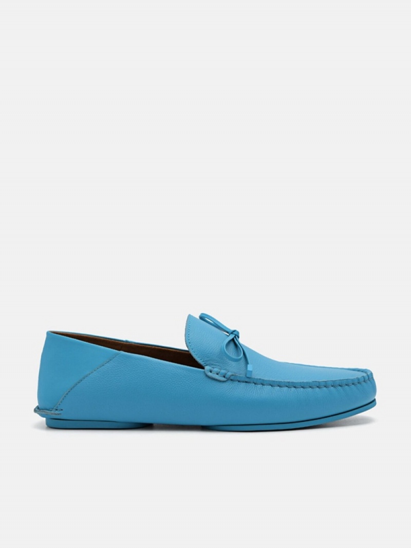 Blue Men\'s Pedro Leto Leather Moccasins | LKXDWB-714