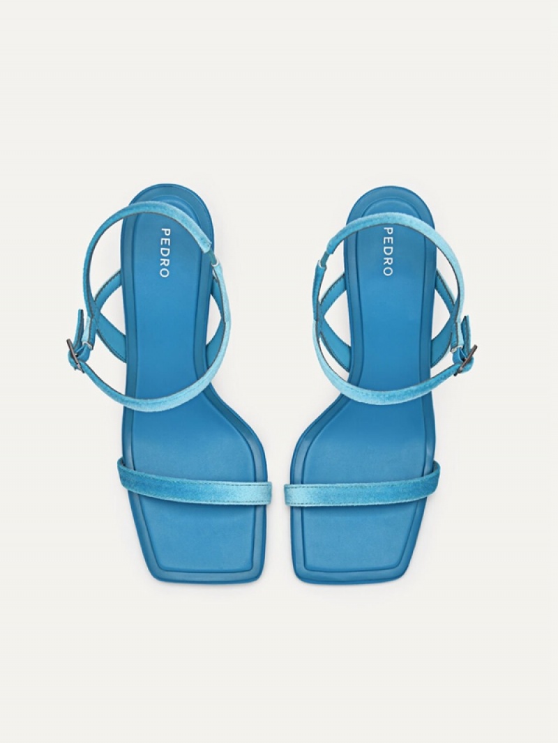 Blue Women's Pedro Celeste Slingback Heels Sandals | THPVRB-687