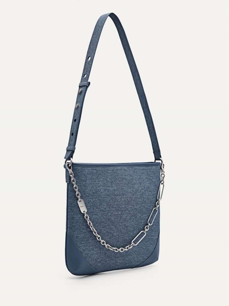 Blue Women's Pedro Chain Handle Hobo Bag | FYJPKC-071